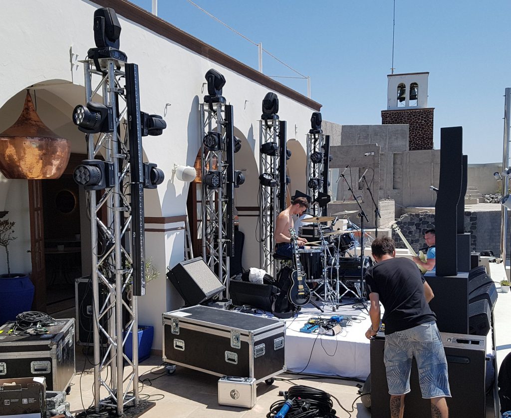 Audio, lights & PA systems to rent in Santorini - Greece by pro-support Co
